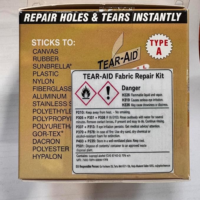 Tear-Aid Fabric Repair Kit, Type A Clear Patch for Canvas, Fiberglass, Leather, Polyester, Nylon & More, 3in x 5ft Roll, Single Pack | cycling-tire-repair-kits