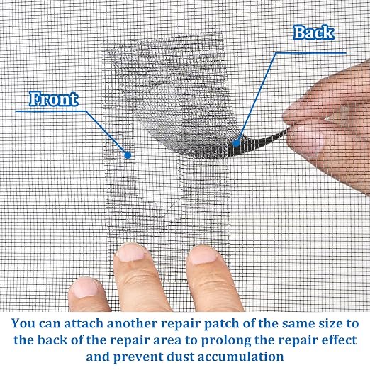 Window Screen Repair Tape 2 in x 40 FT Fiberglass Strong Adhesive Screen Patch, Waterproof Mesh Repair Kit for Window & Door Screen Holes Tears - Black