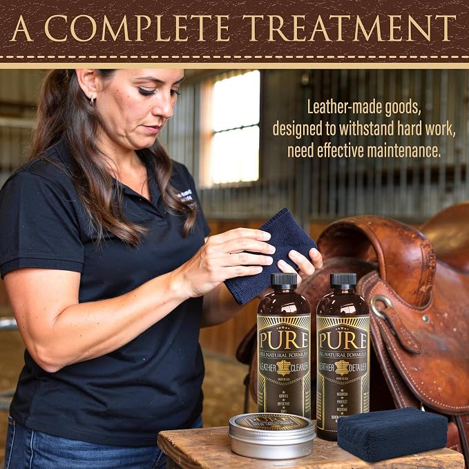 Shop Square Pure Beeswax Leather Care Kit - Natural Cleaner, Conditioner & Detailer for Jackets, Boots, Handbags & Designer Leather - Tea Tree + Beef Tallow Formula - Made in USA