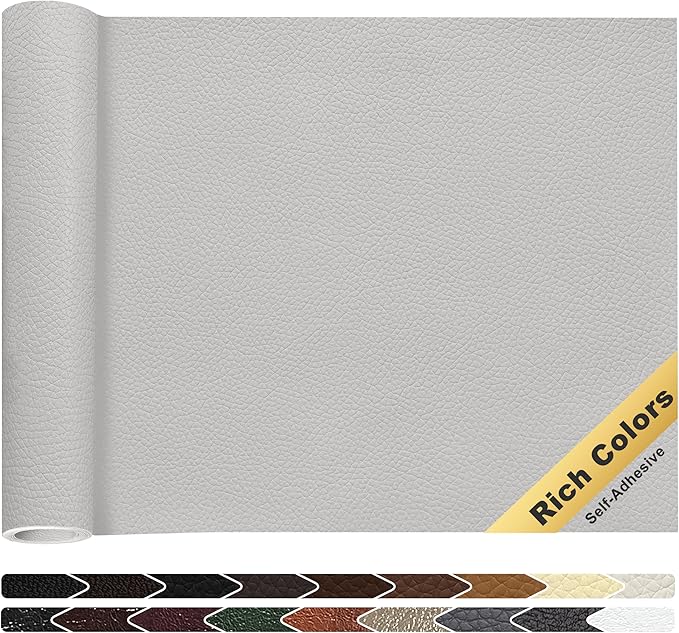 KING MOUNTAIN Leather Repair Patch,16 x 60 Inches self Adhesive Leather Repair Tape for Damaged Leather Furniture, Sofa Seating,Car Seats, Leather Goods(Light Grey)