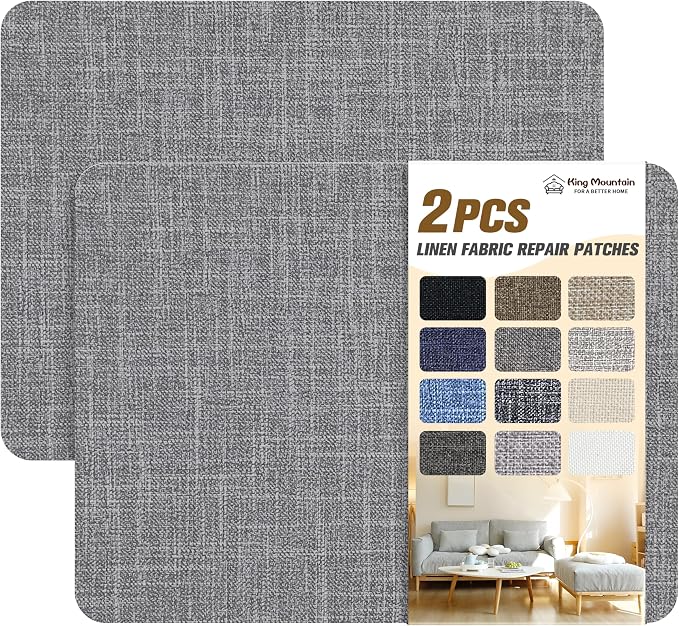 Fine Linen Repair Patches, Self-Adhesive Linen Fabric Patches, 8X11 inch 2 PCS, Multi Color, Can be Used for Linen Sofa Repair(8" x 11"-2PCS,Medium Grey 2.0)