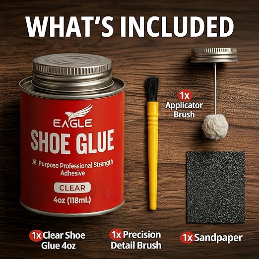Eagle Shoe Cement – Heavy Duty Shoe Sole Glue for Repair – Strong Waterproof Shoe Adhesive for Sneakers, Boots, and Rubber Soles – Leather and Rubber Shoe Glue for Sole Repair (4 oz)