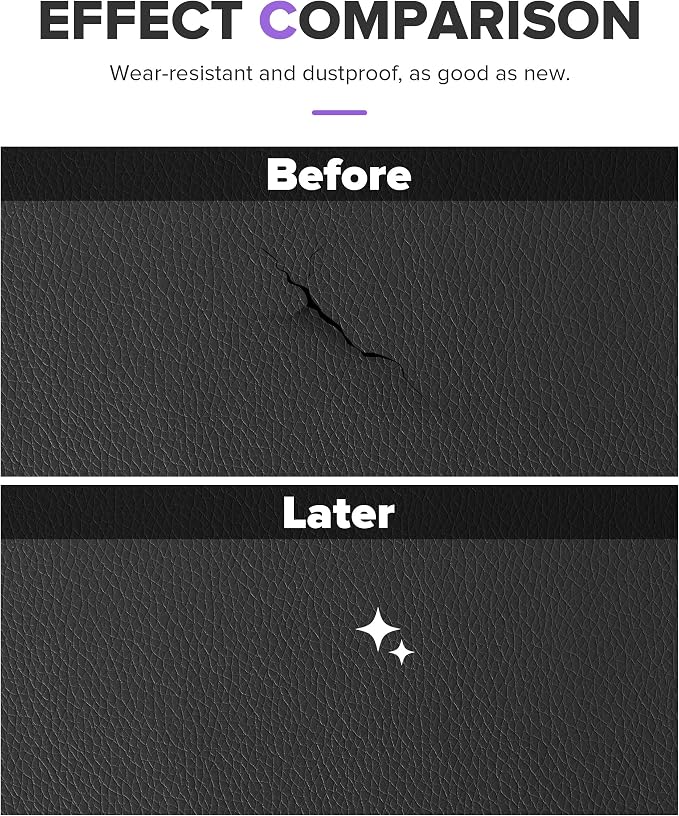 2PCS Leather Repair Patch,Car Accessories Universal PU Vinyl Self Adhesive Leather Repair Patch for Car Upholstery Seat,Ideal for Covering Tears,Scratches (Black)