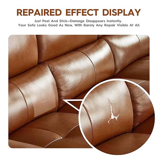 Transparent Leather Repair Patches, 5.5" x 8", 6 Sheets, Self-Adhesive Leather Repair Kit for Furniture, Sofas, Car Seats, Office Chairs and Vinyl Repair.（Transparent）