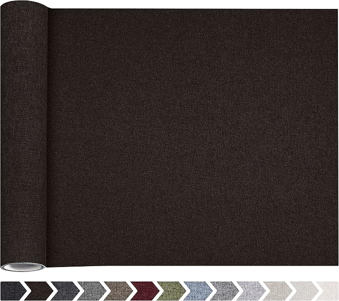 Fine Linen Repair Patches, Self-Adhesive Linen Fabric Patches, 12X40 inch Extra Size, Multi Color, Can be Used for Linen Sofa Repair (12" x 40", Dark Brown)
