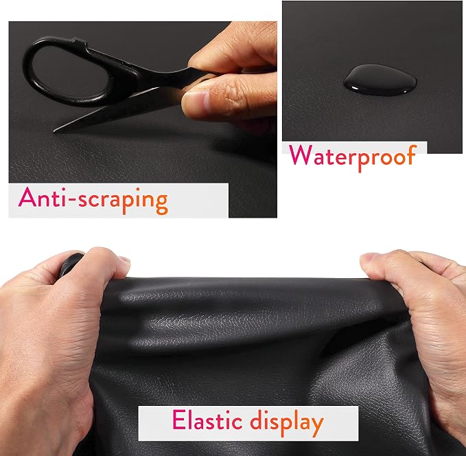 Marine Vinyl Upholstery Faux Leather: Meneng Black Grain Faux Leather 54"x18" Marine Vinyl Fabric Waterproof Durable for DIY Upholstery Boat Car Sofa