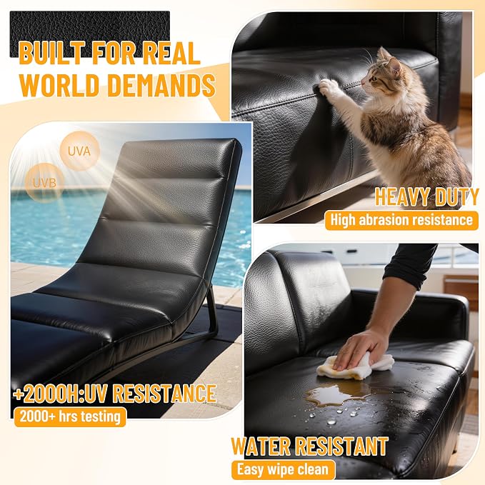 Self-Adhesive Marine Vinyl Faux Leather: Meneng 5 Yard Roll Heavy Duty Boat Seat Vinyl - Waterproof & Scratch-Resistant for Marine Upholstery - Leather Repair Patch for Furniture Sofa Couch