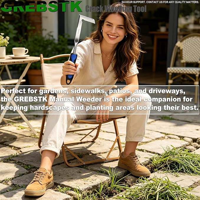 GREBSTK Crack Weeder Crevice Weeding Tool Stainless Steel Manual Weeder Gardening Tool