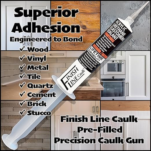 – Acrylic Urethane Elastomeric Sealant – Pre-Filled Precision Caulk Gun – Off-White – 1 oz Tube – Flexible & Durable Sealant for Trim, Baseboards, and Small Cracks