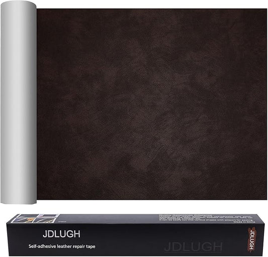 JDLUGH Sofa Leather Repair Patch Tape, Large Self Adhesive Couch, Car Seat, Office Chair, Leather Furniture, Vinyl Repair Patch Kit for Furniture (15x60 Inch, Dark Brown)