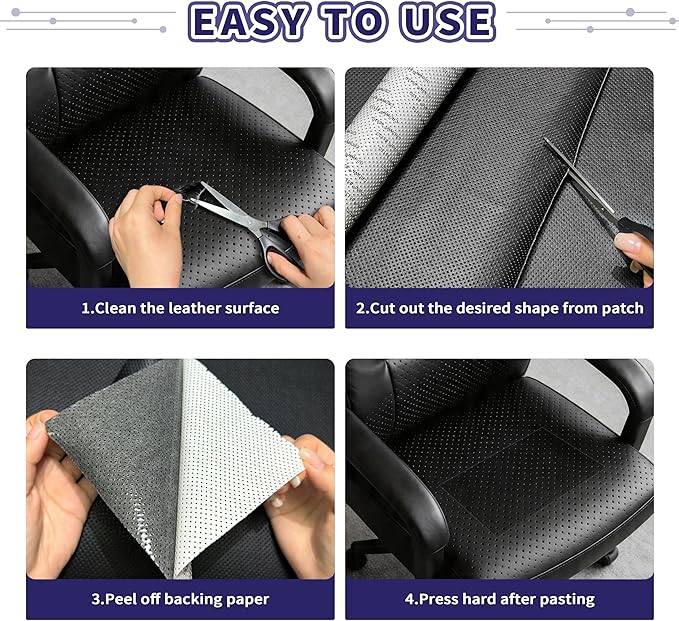 Besezx Leather Repair Patch Tape Kit, Breathable Self Adhesive Leather Repair for Furniture, Couch, Sofa, Car Seats,Office Chair,Vinyl Repair Kit.60inx16in