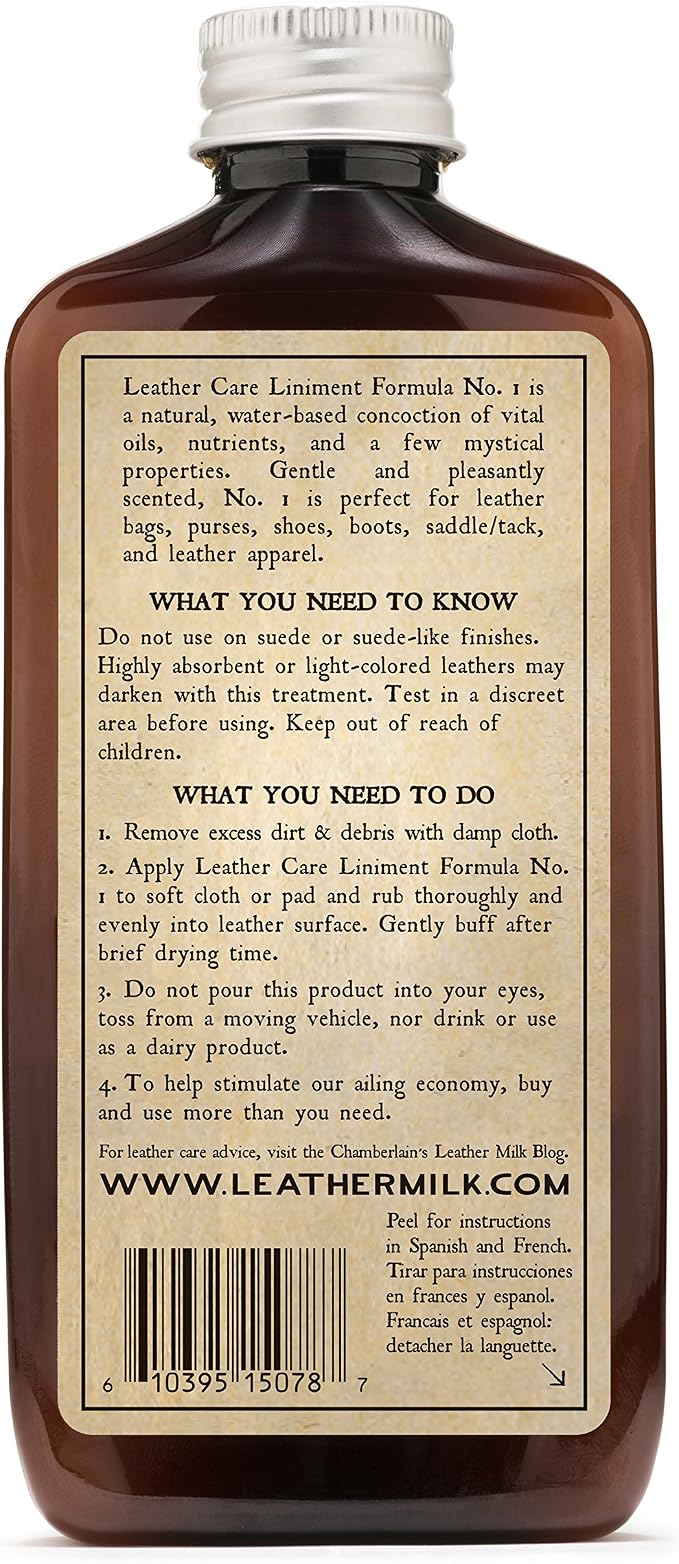 Leather Milk Conditioner and Cleaner for Furniture, Cars, Purses and Handbags. All-Natural, Non-Toxic Conditioner Made in the USA. Leather Care Liniment No. 1. 2 Sizes. Includes Premium Applicator Pad