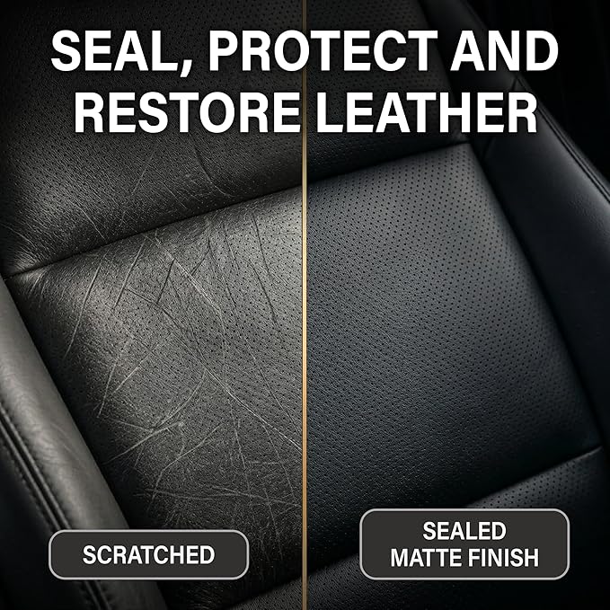 Leather Hero Top Coat – Leather Sealant & Protective Finish for Dye, Paint, Car Seats, Shoes & More – Scratch-Resistant Color Restorer with Applicator – 4oz (Matte Finish)