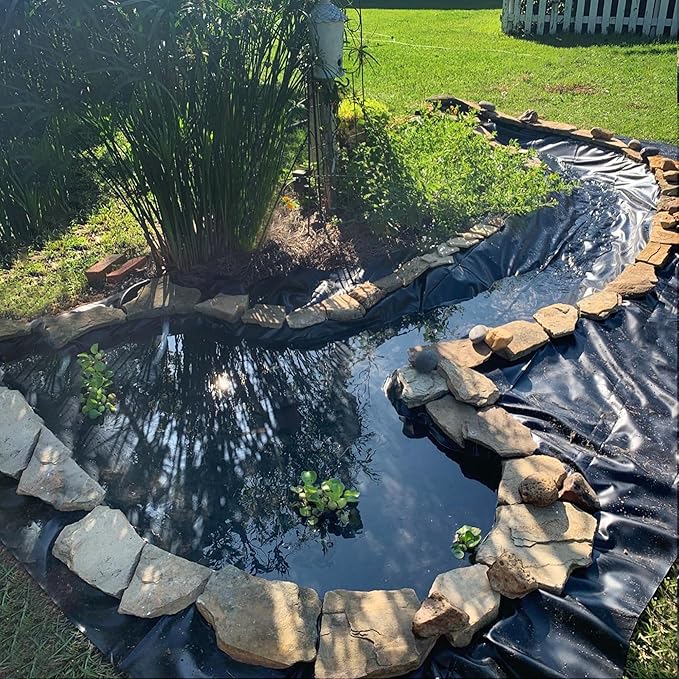 Adroiteet 15 x 20 FT Pond Liner, 20 Mil Fish Pond HDPE Liner, Pond Liners for Outdoor Ponds, Koi Ponds, Garden Fountain, Waterfall