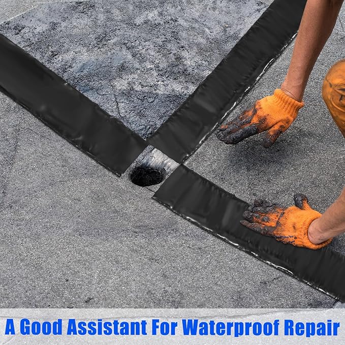 Fabbay 6 Rolls 1.18 Inch Asphalt Crack Filler Driveway Asphalt Tape for Repair Joint and Crack Sealer for Tarmac Parking Lot Roof Cement Road, 50 Feet Each Roll