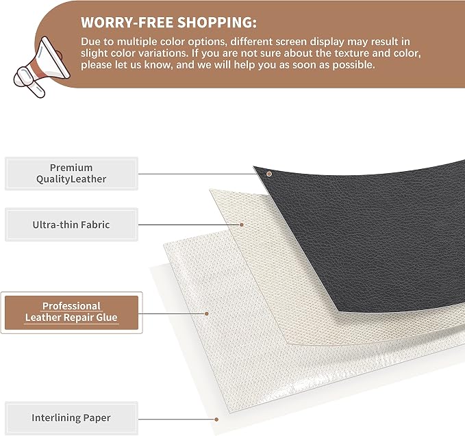 ONine Leather Repair Patch，Self-Adhesive Couch Patch，Multicolor Available Scratch Leather 16X60 Inch Peel and Stick for Sofas, Car Seats Hand Bags Jackets(Gray Leather)
