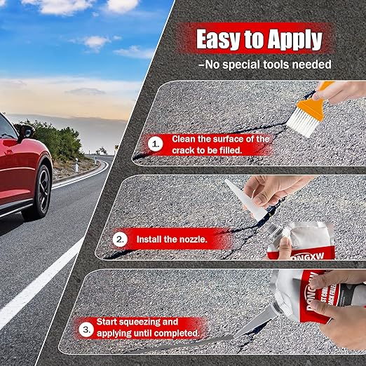 Concrete Crack Filler, 2Pcs Weather Resistant Cement Crack Repair for Driveways, Quick-Drying Concrete Caulking Adhesive Sealant for Sealing Horizontal Cracks, Gray