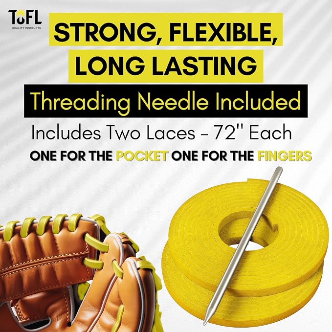 TOFL Softball and Baseball Glove Lace Kit | Mitt Lace Glove Repair Lacing Kit | 2 Leather Laces with Lacing Needle for Catchers Glove