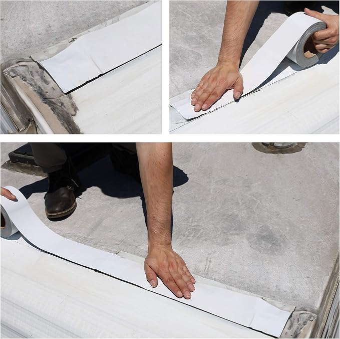 RV Sealant Tape, 4 Inch x 50 Foot RV White Roof Seal Tape UV & Weatherproof Sealant Roofing Tape for RV Repair, Window, Boat Sealing Camper Roof Leaks (50 Foot 4" Tape)