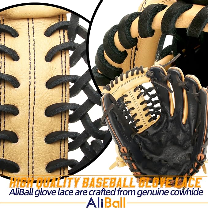 Baseball Glove Lace, 2 Pcs Authentic Cowhide Lace 79 Inch, Perfect Quick Repair Baseball Glove Repair Lacing Kit
