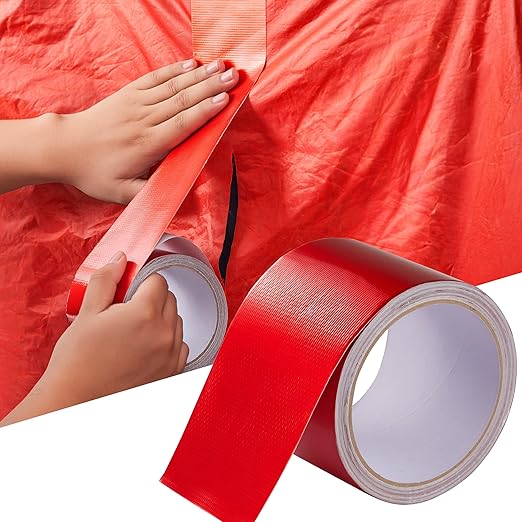 Awning Covers & Tarp Repair Tape - Waterproof Self Adhesive Patch Repair Kit | Patch Tapes for Awnings, Outdoor Canopies, Patio Awnings, Gazebos, Tents, RV, Canvas, Boat Covers (Red, 3 Inch x 25 Ft)