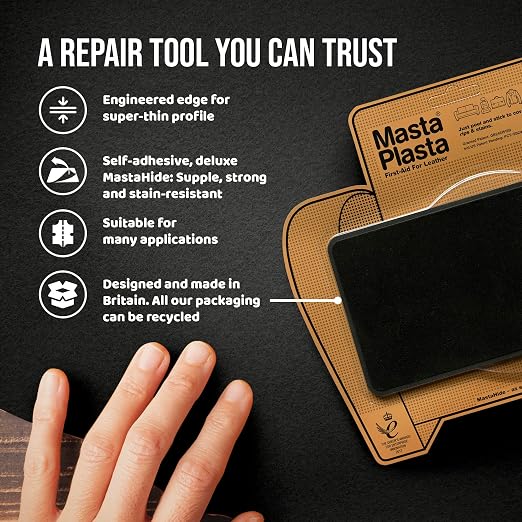 Instant MastaPlasta Suede Premium Repair Patch - Gray Suede - 4in x 2.4in (20cm x 10cm) - Self-Adhesive Suede Upholstery-Quality Patches for Sofas, Car Interiors, Bags, Shoes & More