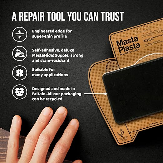 Instant MastaPlasta Suede Premium Repair Patch - Gray Suede - 8in x 4in (20cm x 10cm) -Self-Adhesive Suede Upholstery-Quality Patches for Sofas, Car Interiors, Bags, Shoes & More