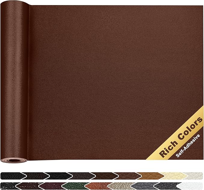 KING MOUNTAIN Leather Repair Patch,16 x 60 Inches self Adhesive Leather Repair Tape for Damaged Leather Furniture, Sofa Seating,Car Seats, Leather Goods（New Brown）