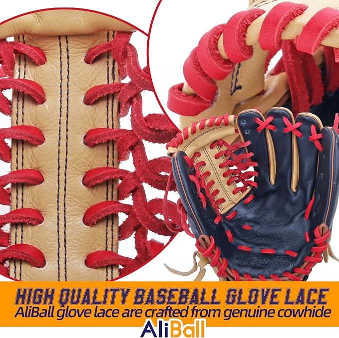 Baseball Glove Lace, 2 Pcs Authentic Cowhide Lace 79 Inch, Perfect Quick Repair Baseball Glove Repair Lacing Kit