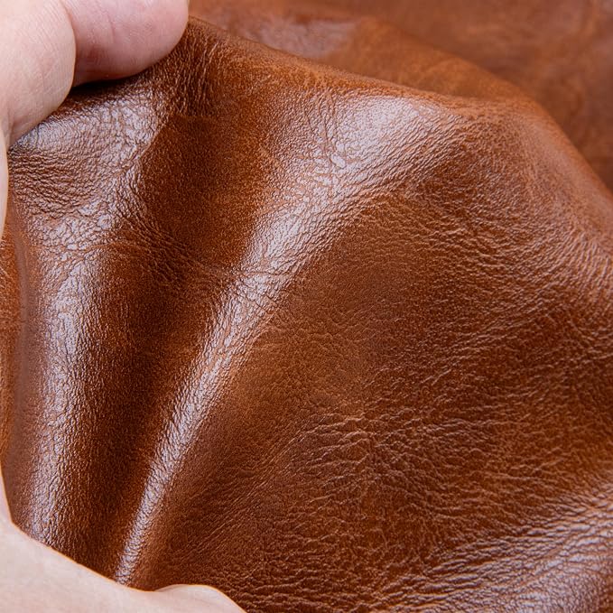 Faux Leather Fabric Sheet, 12 x 54 Inches, Texture Synthetic Material for DIY Crafts, Leather earings,Upholstery, Automotive, Sofa Projects Individual 1/3 Yard Cut (Brown, 1/3 Yard)