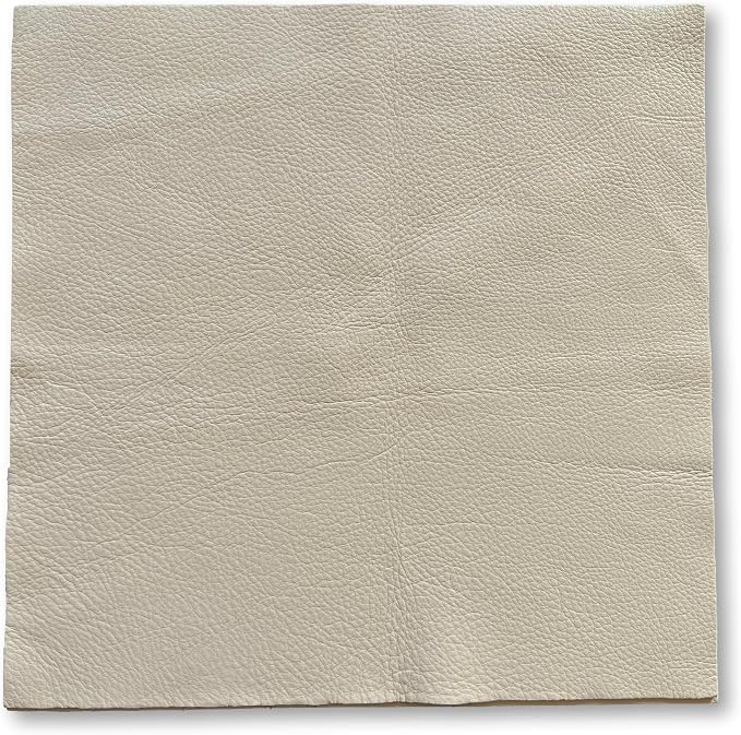 Natural Grain Cow Leathers: 12'' x 12'' Pre-Cut Leather Pieces (Off White, 1 Piece)