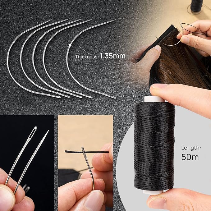 NEWISHTOOL Hair Extension Tool Kit - Silicone Micro Beads, Stainless Steel Beads Plier, Metal Bead Threader and Needle Pulling Hook for Beading Hair Extensions, Girls Cosplay Party Hair Styling Tool