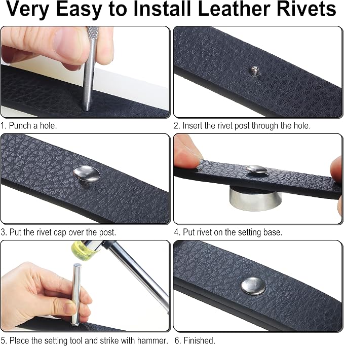 YORANYO 340 Set Mixed Size Leather Rivets Kit - Double Cap Rivets Studs for Clothing Fabric, Shoes, Bags, Belts - Gunmetal