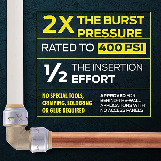 SharkBite Max 1/2 x 1/2 in PTC Ball Valve, Push-to-Connect Brass Water Shut-Off Plumbing Fitting, UR22222