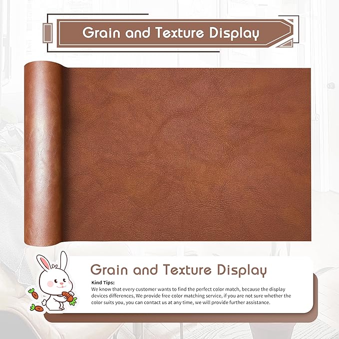 KING MOUNTAIN Leather Repair Patch,16 x 60 Inches self Adhesive Leather Repair Tape for Damaged Leather Furniture, Sofa Seating,Car Seats, Leather Goods（Classic Brown）
