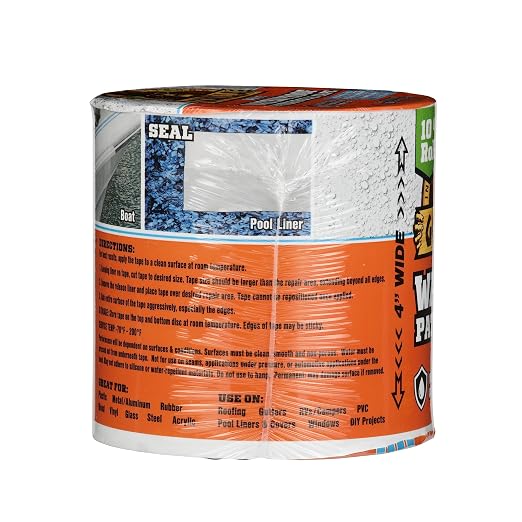 Gorilla Waterproof Patch & Seal Tape, White Tape, 4" x 10' - Permanent Weather Resistant Seal for Leaks and Repairs (Pack of 16)