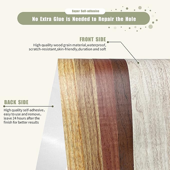 Besezx Wood Grain Repair Tape, 2.4" X180'', Self Adhesive Wood Grain Repair Patch for Tables, Chairs, Baseboards, Doors, Windows, Floors, All Kinds of Furniture Renovation, Handicraft DIY. (Dark oak)