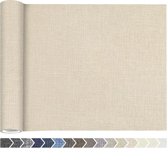 KING MOUNTAIN Coarse Linen Fabric Patches, Self-Adhesive, 12x40 Inch, Multi Color, for Sofa & Furniture Repair