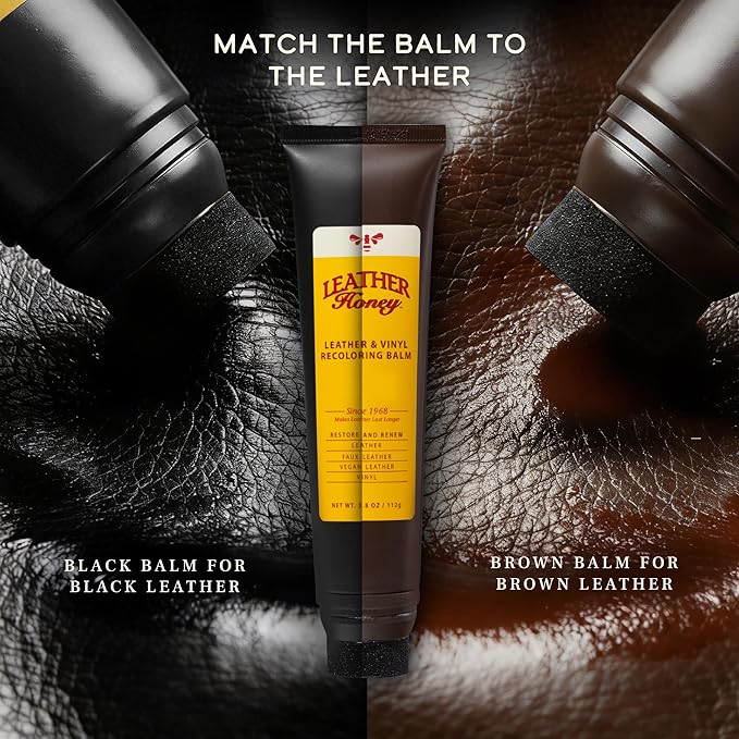 Leather Honey Brown Recoloring Balm: Color Restorer and Scratch/Scuff Remover for Furniture, Couches, Shoes & Boots, Auto Interiors and Accessories