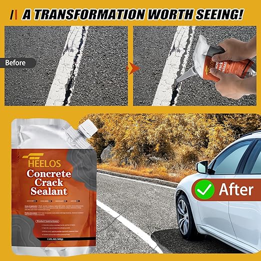Concrete Crack Filler,Cement Crack Sealant, High Elasticity Crack Filler Repair Sealer, Self Leveling Waterproof Caulking Glue Sealing Adhesive for Concrete (Grey，2 Pack)