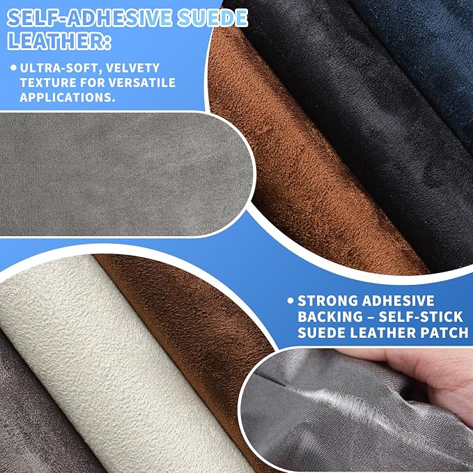 Suede Repair Patch, Large Faux Suede Leather Fabric，Self-Adhesive Fabric Patches for Furniture, Couch, Sofa, Car Interior, Shoes, Hand Bag, Jewelry Boxes ﻿ (Beige, 8x79 inch)