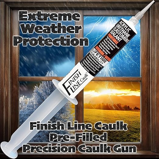 – Acrylic Urethane Elastomeric Sealant – Pre-Filled Precision Caulk Gun – Tan – 1 oz Tube – Flexible & Durable Sealant for Trim, Baseboards, and Small Cracks