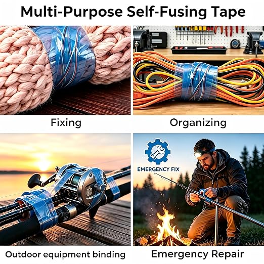100ft Double Sided Self-Cling Amazing Tape, Non-Adhesive Reusable Vinyl Wrap Tape, Heavy Duty for Plumbing Repairs, Crafts, Sewing, Workshop and Daily Use(Total 100ft)