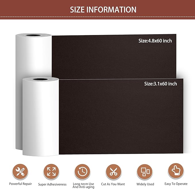 Besezx Leather Repair Patch Tape Kit, Self Adhesive Leather Repair for Furniture, Couch, Sofa, Car Seats,Office Chair,Vinyl Repair Kit.3.1inx60in