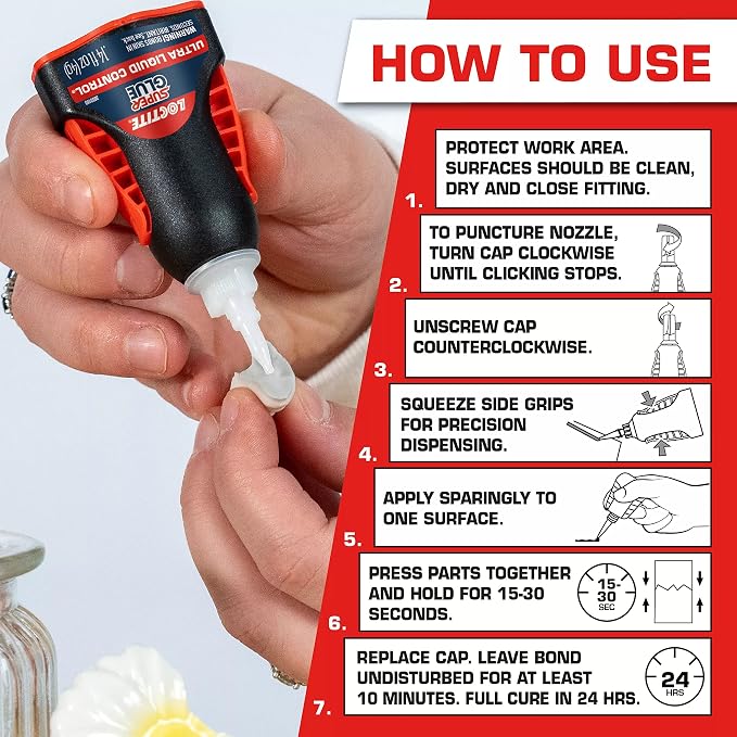 Loctite Super Glue Ultra Liquid Control, Clear, 0.14 fl oz Bottle, 6 Pack - Superglue for Plastic, Wood, Metal, Crafts & Repair, Cyanoacrylate Adhesive Instant Glue, Quick Dry
