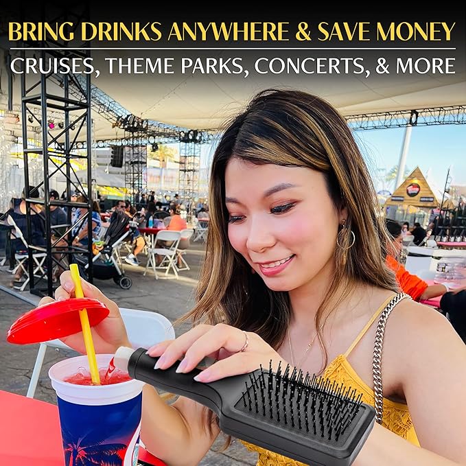 GoPong Party Brush Flask 2 Pack (16 oz Total) - Hidden Alcohol Travel Flasks for Women and Men – Secret Liquor Containers for Concerts, Cruises, and Sports Events – Includes Funnel & Spout