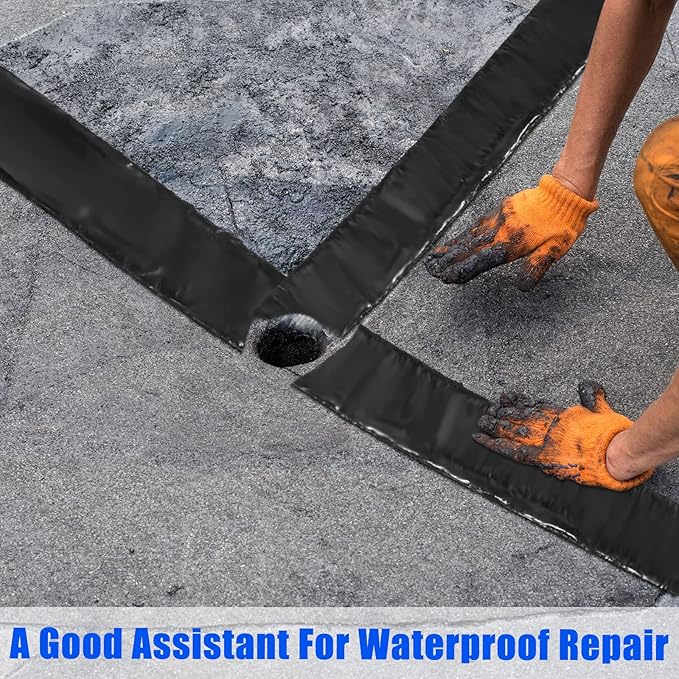 Fabbay 2 Rolls 1.97 Inch Asphalt Crack Filler Tape Asphalt Tape for Driveway Repair Joint and Crack Sealer for Tarmac Parking Lot Roof Cement Road, 50 Feet Each Roll, 2.5 mm Thick