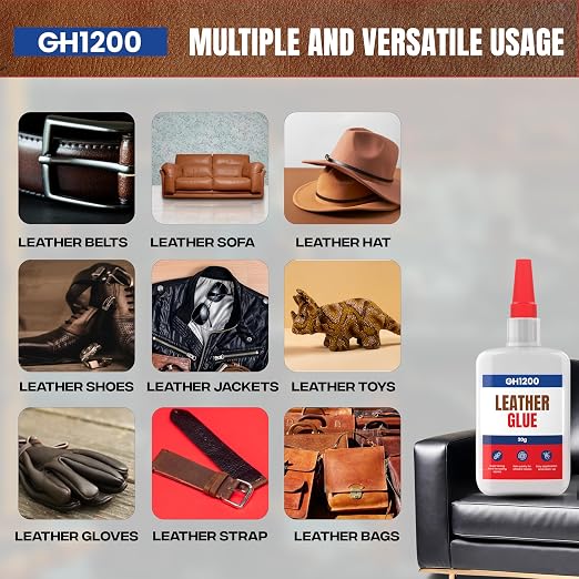 GH1200 Leather Glue Repair - 20g x 2 PCs Strong Upholstery Glue for Cars - Clear for Crack & Patch Repair - Flexible Bonds Waterproof Leather Adhesive for Purses, Jackets, Bags, Shoes and More