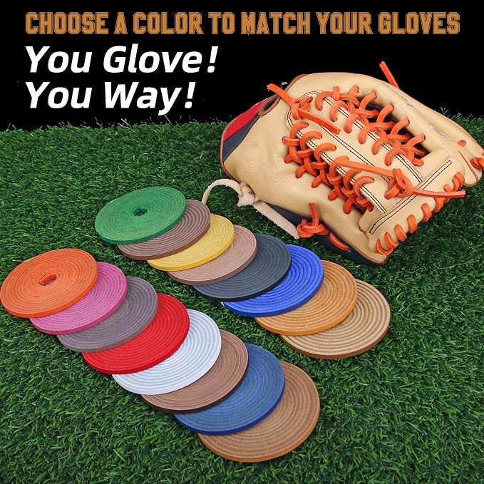 Baseball Glove Lace, 2 Pcs Authentic Cowhide Lace 79 Inch, Perfect Quick Repair Baseball Glove Repair Lacing Kit