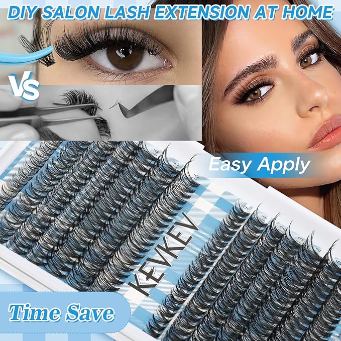 Lash Clusters Kit 280 Pcs Volume Eyelash Clusters 30D+40D D Curl Lash Extension Kit 9-16mm Individual Lashes Thin Band,With Lash Bond and Seal Tweezers For Self Use(30D+40D,9-16mm)